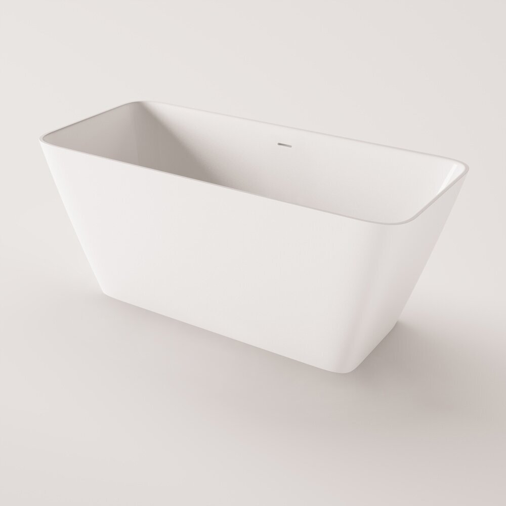 Akmens masės vonia QUADRO 1600 x 750mm Glossy White 2