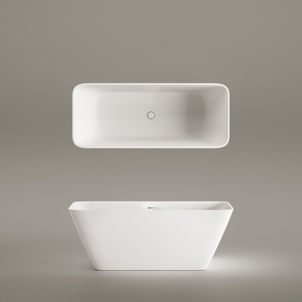 Akmens masės vonia QUADRO 1600 x 750mm Glossy White 1 Akmens masės vonia QUADRO 1600 x 750mm Glossy White 1