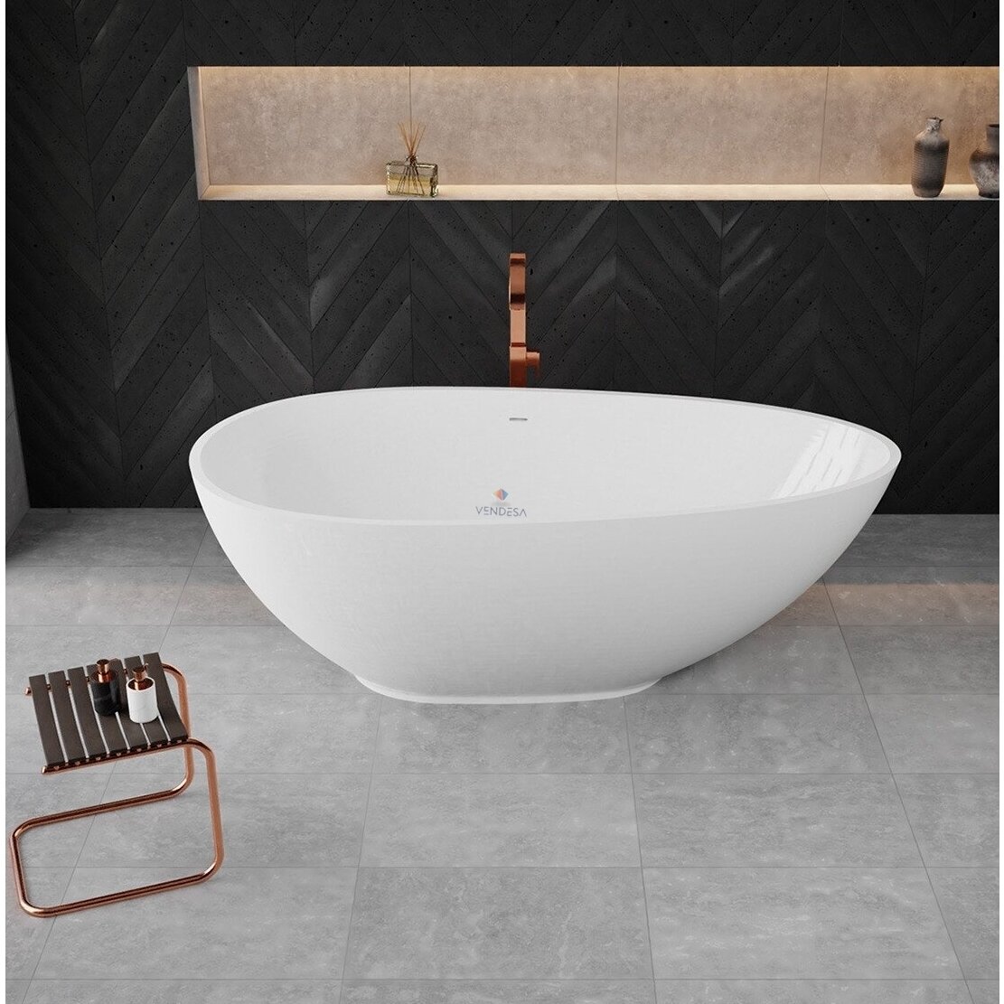 Akmens masės vonia CARINA 1700x850 balta