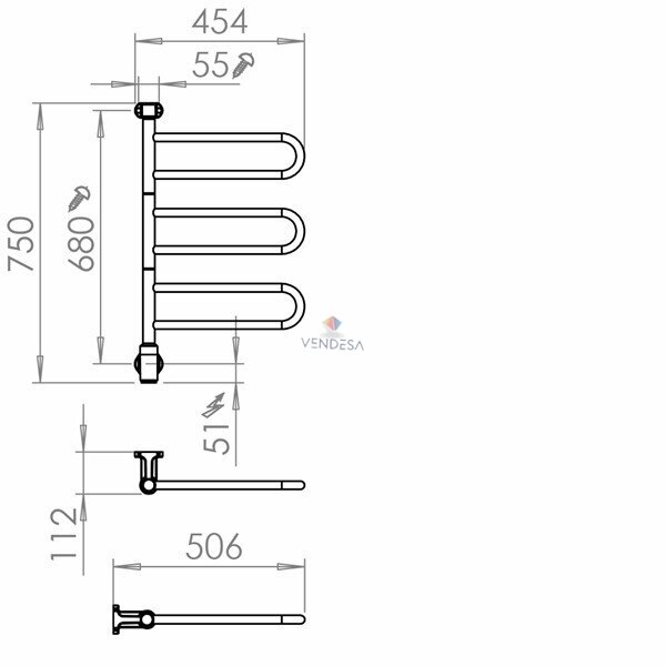 Elektrinis rankšluosčių džiovintuvas FLEX U 3/450 M2 1 Elektrinis rankšluosčių džiovintuvas FLEX U 3/450 M2 1