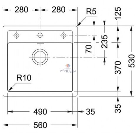 Franke SID 610 tectonite plautuvė, užkemšamas ventilis 6