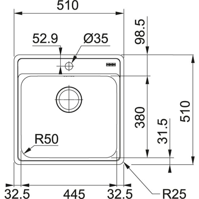 FRANKE nerūdijančio plieno plautuvė BCX 610-51 1 FRANKE nerūdijančio plieno plautuvė BCX 610-51 1