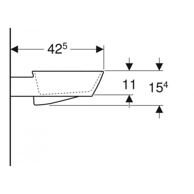 Geberit ONE ant stalviršio pastatomas dubens formos praustuvas 50cm, nuotakas horizontalus 4 Geberit ONE ant stalviršio pastatomas dubens formos praustuvas 50cm, nuotakas horizontalus 4