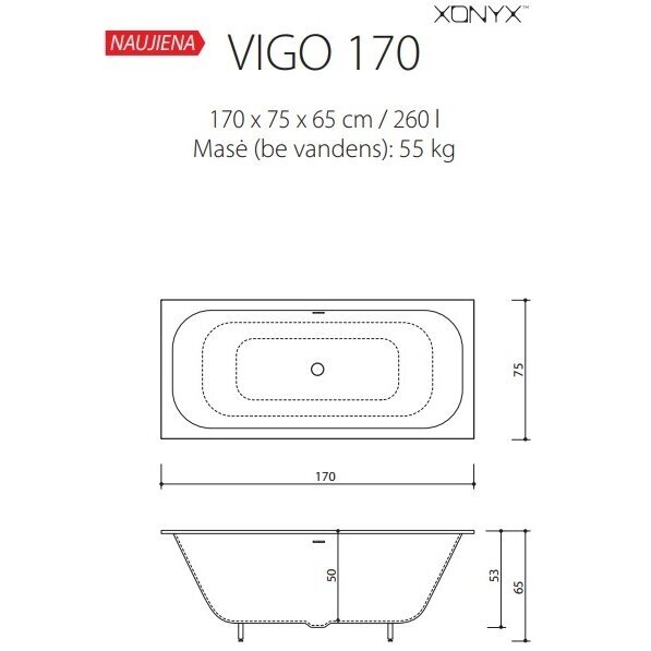 Įleidžiama vonia iš Xonyx masės VIGO 170 balta matinė 3