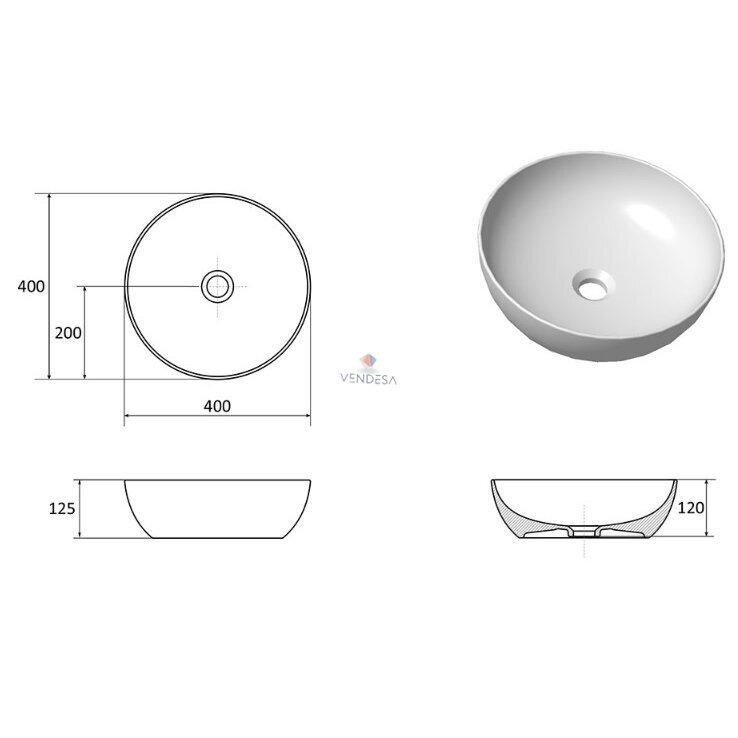 Keraminis praustuvas UNI 400 B SLIM 4