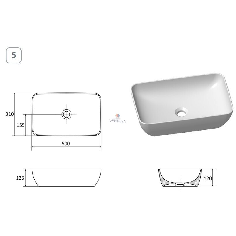 Keraminis praustuvas UNI 500 R SLIM 2