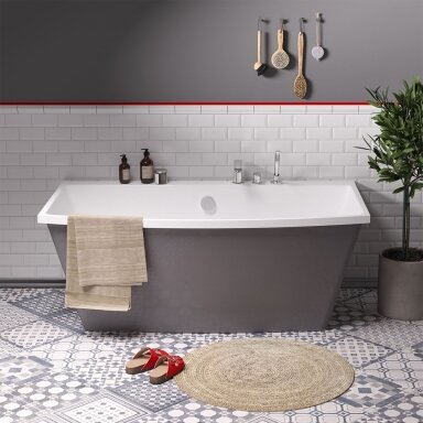 Lieto akmens laisvai pastatoma vonia PAA STEP 1700 x 895mm, balta blizgi