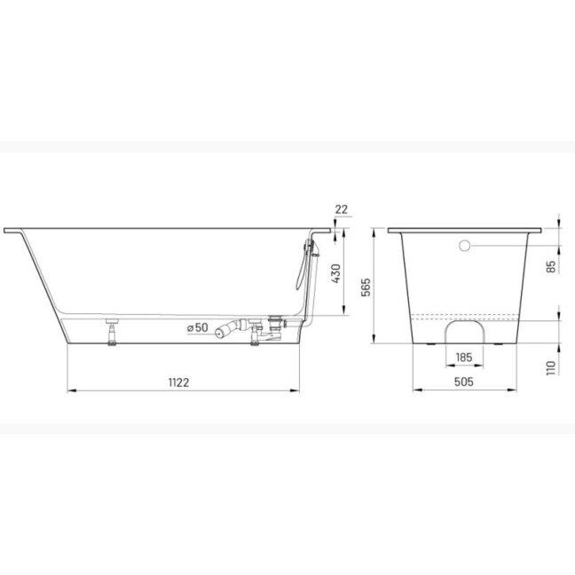 Lieto akmens vonia PAA Vario M 1600x750mm, balta blizgi 1