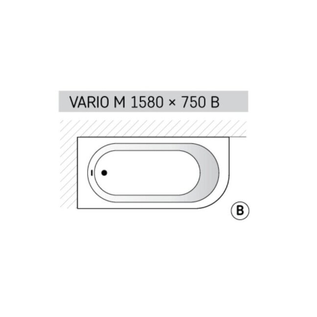 Lieto akmens vonia PAA Vario M 1600x750mm, balta blizgi 2 Lieto akmens vonia PAA Vario M 1600x750mm, balta blizgi 2