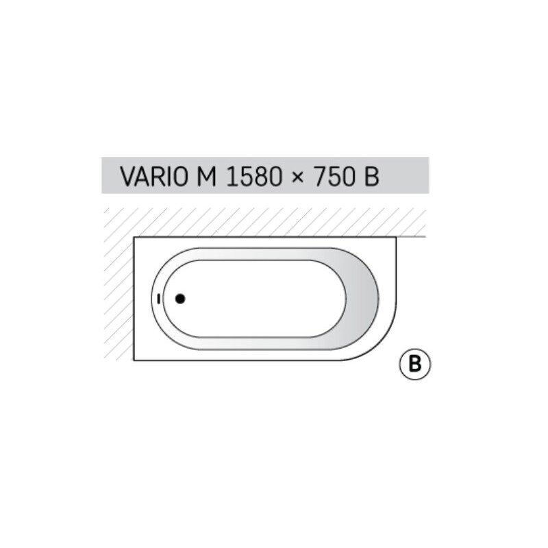 Lieto akmens vonia PAA Vario M 1600x750mm, balta blizgi 2