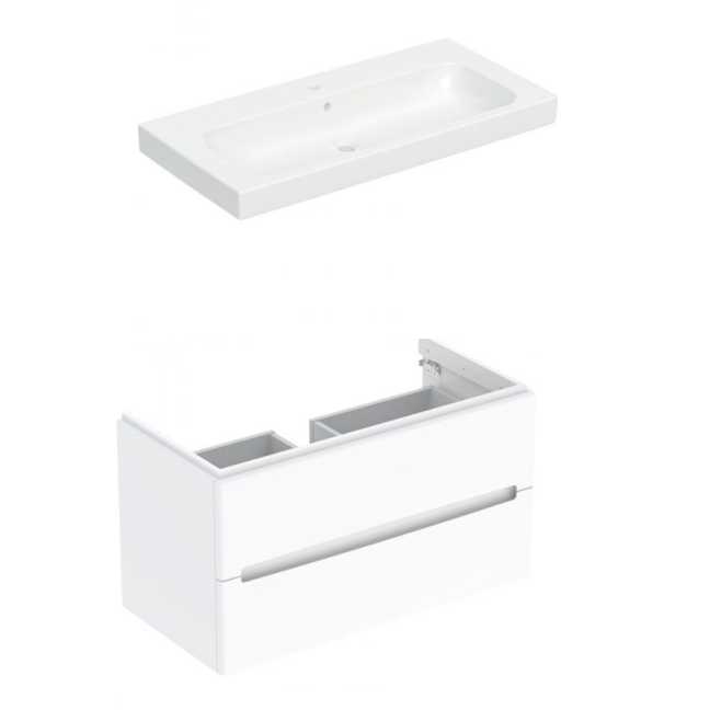 MODO 100, spintelė su praustuvu, balta blizgi
