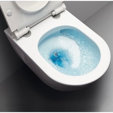 Pakabinamas WC Pura Compact be apvadų, su plonu lėtaeigiu dangčiu 1