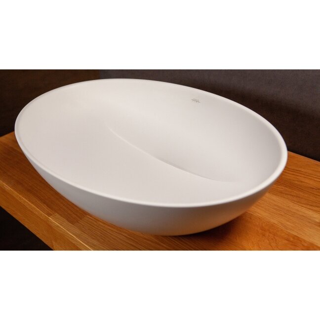 Pastatomas akmens masės praustuvas Perla Silkstone baltas matinis 2