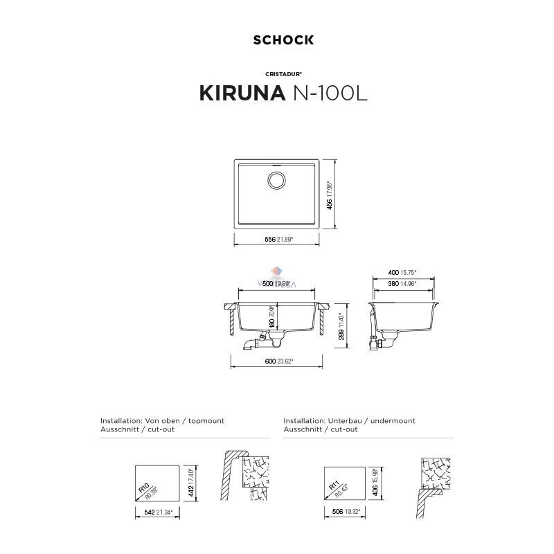 Plautuvė Schock KIRUNA N-100L 1 Plautuvė Schock KIRUNA N-100L 1