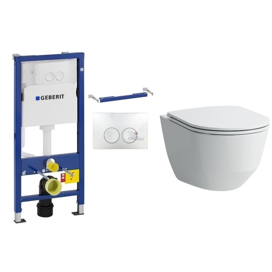 Potinkinio rėmo GEBERIT Basic ir pakabinamo klozeto Laufen PRO su lėtaeigiu dangčiu komplektas Potinkinio rėmo GEBERIT Basic ir pakabinamo klozeto Laufen PRO su lėtaeigiu dangčiu komplektas