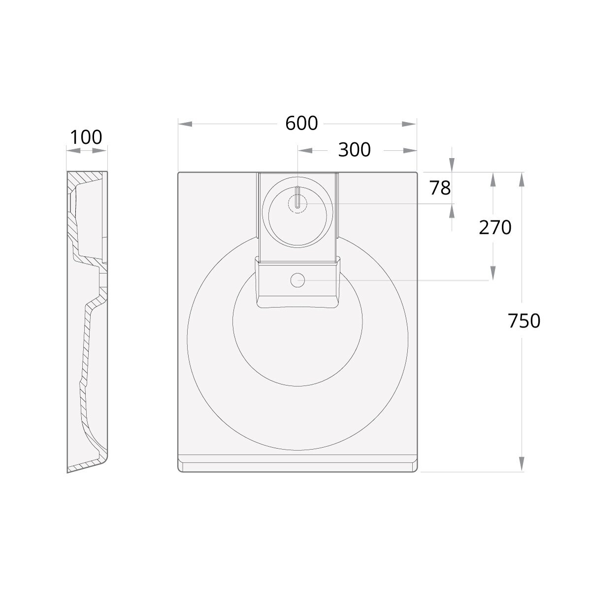Praustuvas Claro Grande 600 x 750 mm, baltas blizgus 5