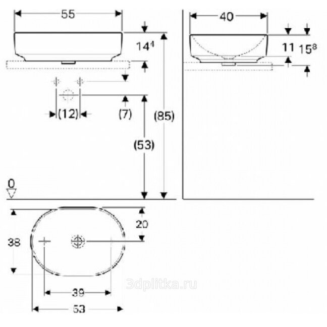 Praustuvas pastatomas GEBERIT VariForm 55 elipsės formos 3