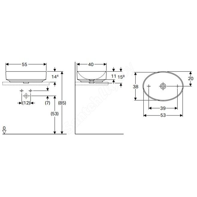 Praustuvas pastatomas GEBERIT VariForm 55 ovalus 3