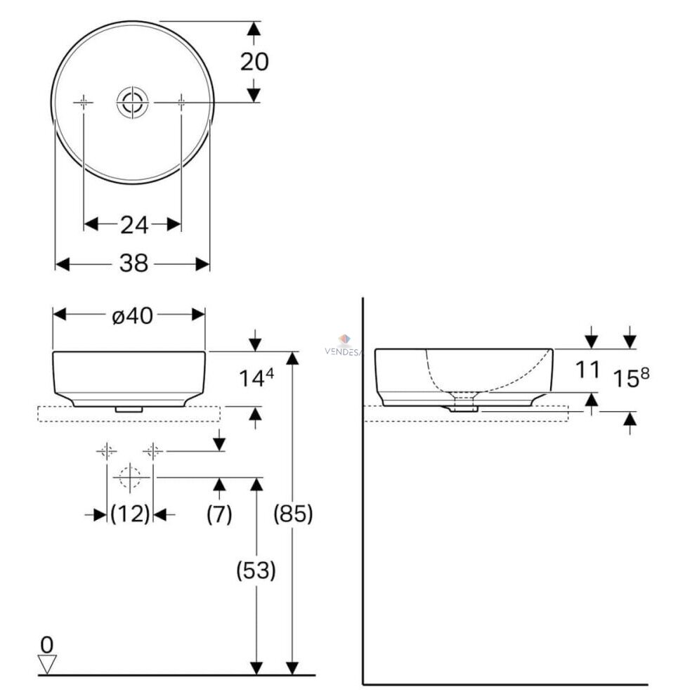 Praustuvas pastatomas GEBERIT VariForm 40 3