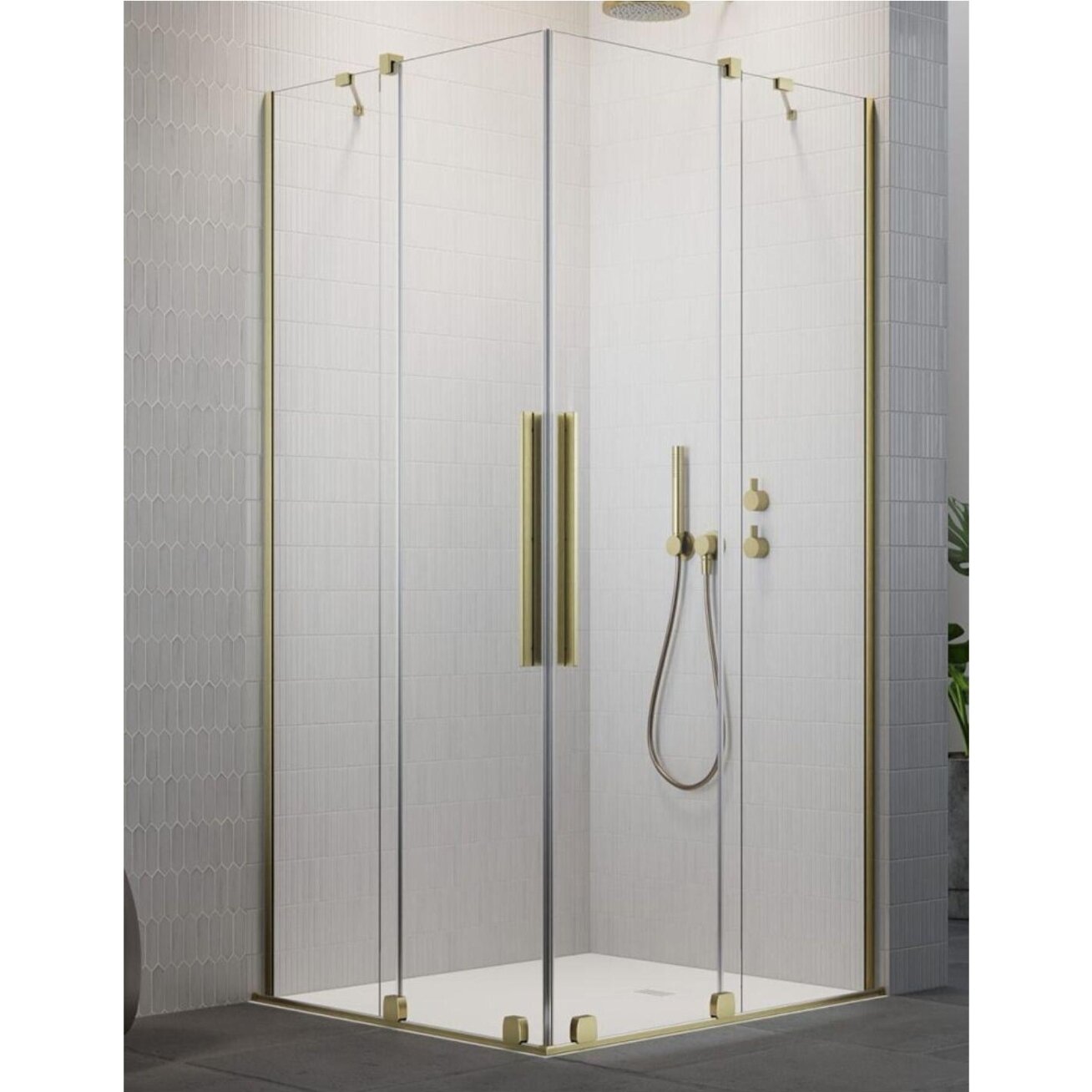 Radaway Furo Brushed Gold KDD kampinė dušo kabina Radaway Furo Brushed Gold KDD kampinė dušo kabina