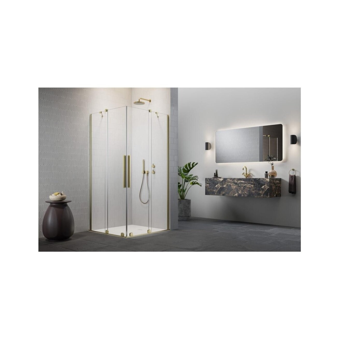 Radaway Furo Brushed Gold KDD kampinė dušo kabina 1