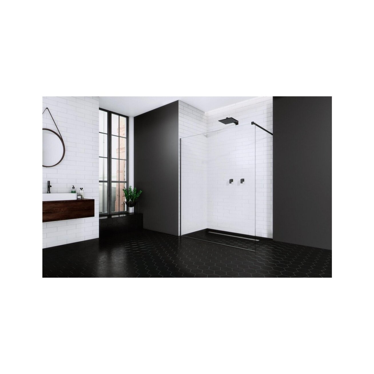 Radaway Modo New Black II 90 stabili dušo sienelė 1