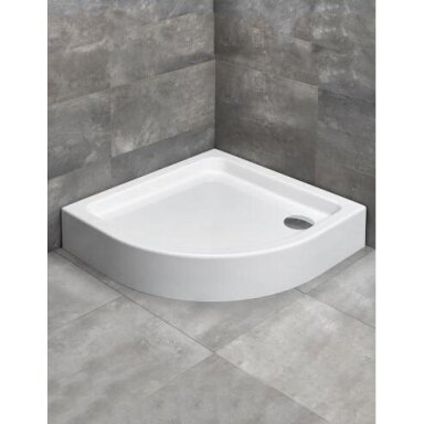 Radaway Laros A Compact baltas pusapvalis dušo padėklas 850 x 850 mm Radaway Laros A Compact baltas pusapvalis dušo padėklas 850 x 850 mm