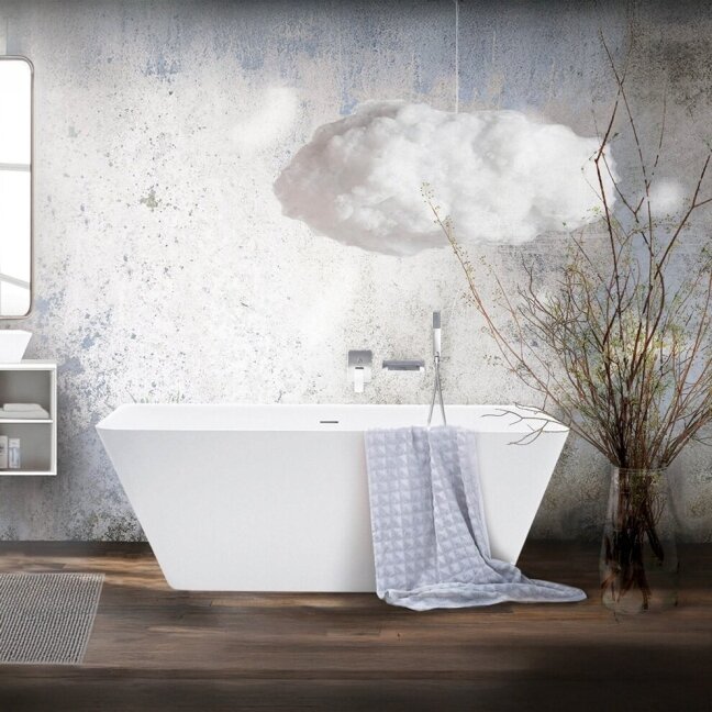 Silkstone vonia PAA QUADRO WALL 1605×760 mm, balta matinė Silkstone vonia PAA QUADRO WALL 1605×760 mm, balta matinė