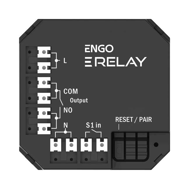„Smart Relay“ - „ZigBee“ išmanioji relė skirta „ENGO Smart“ sistemai, 1x12A, NO-COM „Smart Relay“ - „ZigBee“ išmanioji relė skirta „ENGO Smart“ sistemai, 1x12A, NO-COM
