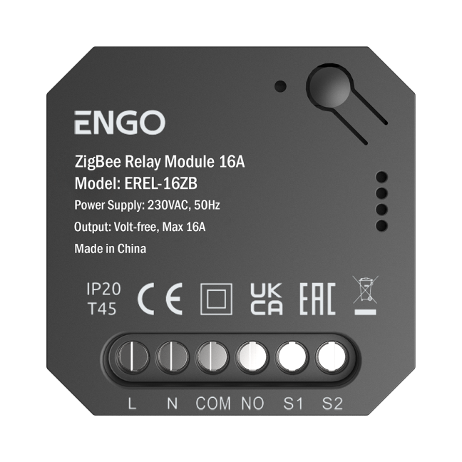 „Smart Relay“ - „ZigBee“ išmanioji relė skirta „ENGO Smart“ sistemai, 1x16A, NO-COM „Smart Relay“ - „ZigBee“ išmanioji relė skirta „ENGO Smart“ sistemai, 1x16A, NO-COM