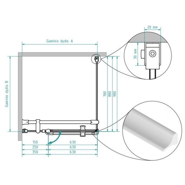Stačiakampė dušo kabina KARINA 1 Stačiakampė dušo kabina KARINA 1