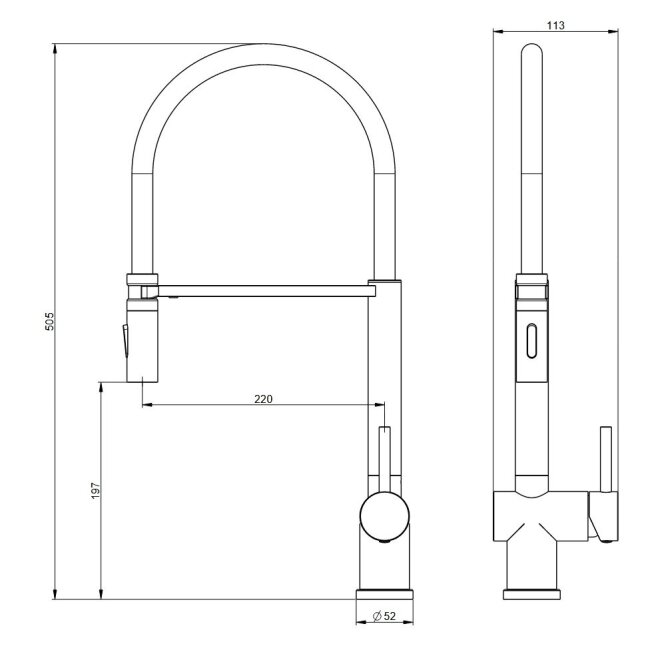 Virtuvinis maišytuvas PIKO su elastine žarna, 2-jų srovių 1 Virtuvinis maišytuvas PIKO su elastine žarna, 2-jų srovių 1